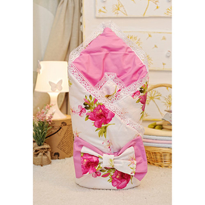 Одеяло-конверт на выписку "Малина" АРГО, 90х90, сатин, синтепон, весна-осень, пл.200 Розовый/малиновый